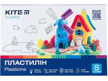 Пластилин Classic 8 цветов 160 грамм. Kite K-082