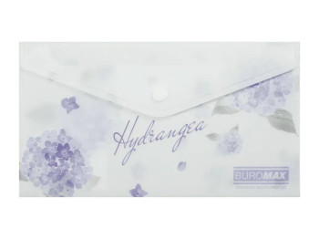Папка-конверт на кнопке DL из матового пластика, дизайн Hydrangea