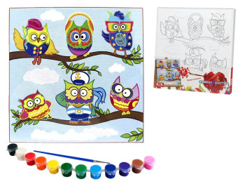 Картина по номерам роспись на холсте Забавные совы, Danko Toys
