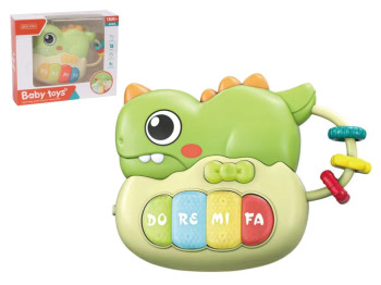 Музыкальное пианино динозавр свет звук Baby Toys, 15 см, светящийся и звучащий