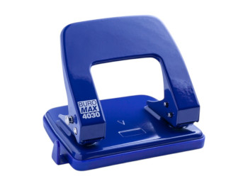 Дырокол металлический усиленный, мощность до 25 листов, синий
