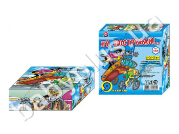 Кубики пластмассовые 9 шт, Ну, погоди, Технок