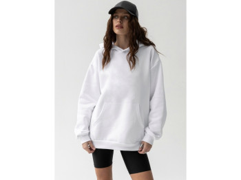Худи oversized унисекс тринитка с начесом зима L/XL белый. GBI 13417
