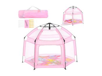 Намет автоматичний MR 1512 Powder Pink 146×127×110 см, вхід на блискавці, BabyToys