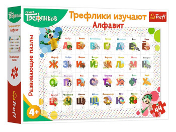 Пазлы обучающие, Трефлики изучают алфавит, Семья Трефликов, 44 элемента, Trefl