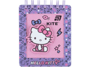 Блокнот на подвійній кольоровій спіралі Hello Kitty, 105×125 мм, 80 аркушів, клітинка, Kite