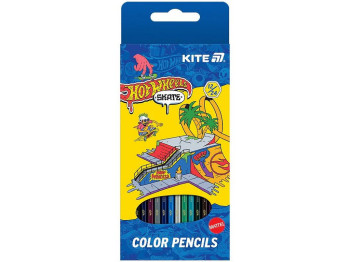 Олівці кольорові двосторонні 12 шт, Hot Wheels Skate, Kite