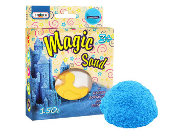 Кинетический песок с формочкой Magic Sand голубой, 150 г, для лепки, Strateg