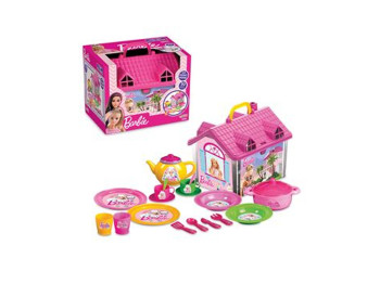 Чайний набір з будиночком 19 предметів Barbie 27х22х21 см, Dede