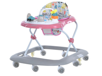 Ходунки El Camino ME 1215 SIMPLY Pink, музыкальные, 8 колес, стопор, на батарейках, розовые