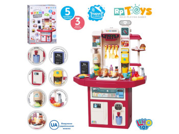 Игрушечная кухня, плита, мойка, музыка, свет, пара, кулер, песни, стихи, 74 предмета