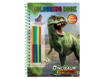 Раскраска Dinosaur Expedition, со стикерами и карандашами, Возраст 3+, Moxy