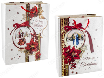 Пакет подарунковий паперовий Christmas Frame 43х16х55см
