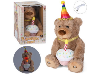 Игрушка мягкая музыкальная Birthday Bear DY-2001, запись голоса и свет