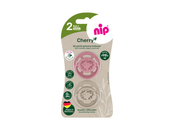 Пустышка круглая Cherry Green, латекс, 6+ мес, 38879-51, Nip