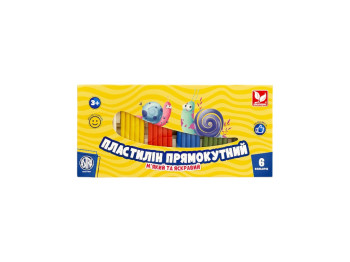 Пластилин прямоугольный 6 цветов