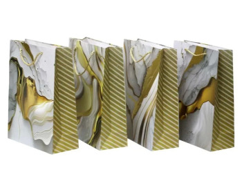 Пакет подарунковий паперовий Q3203L, 30×42,5×12 см, з фольгою, мікс видів (ціна за 1 шт.)