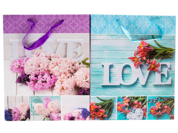 Пакет подарочный бумажный Hearts Микс1 26*32*10см