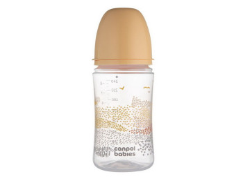 Бутылка антиколиковая с широким отверстием 240 мл Easystart MOUNTAINS - бежевая. Canpol Babies 35/24