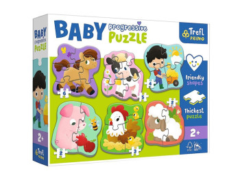 Пазлы Baby Progressive 6в1, Животные на ферме, Trefl