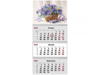 Календарь настенный квартальный 2027 год, 3 пружины, Magic Flowers 1, Axent 8803-27-25-A
