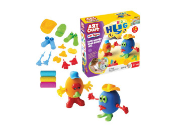Маса для ліплення з аксесуарами Hug, 3 кольори, для створення персонажів, ART CRAFT