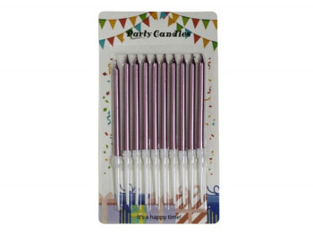 Набор декоративных свечей для торта, 10 шт, 10 см, розовое золото, Party Candle 10642