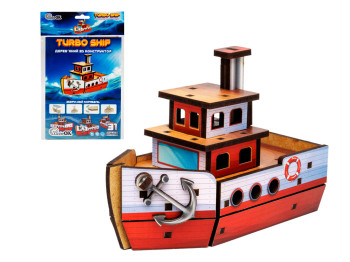 Дерев’яний 3D конструктор Turbo Ship, PuzzleOk Puz-00962