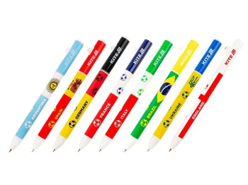 Ручка кулькова автоматична Kite Football K25-029 nations, синя
