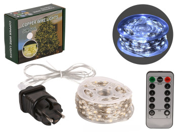 Гирлянда светодиодная белая Роса белая проволока с пультом 50м 500led, R33985-3