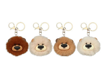 Брелок-помпон из меха PomPom Cute Puppy, около 8 см, с фигуркой, 4 вида (цена за 1шт) ZiBi