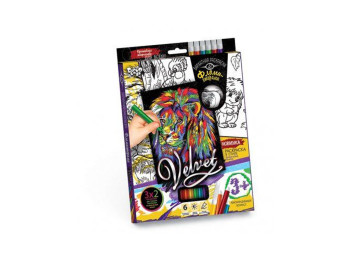 Набор для творчества Бархатная раскраска с фломастерами VELVET, Danko Toys