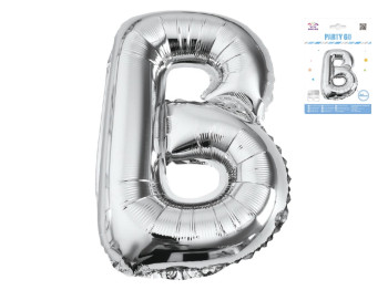 Шар фольгированная буква B Party Go 40 см, самодержащаяся форма, серебряная