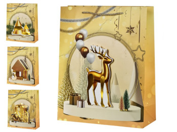 Пакет новорічний паперовий L New Year 3D 31х40х12см, R96628-L