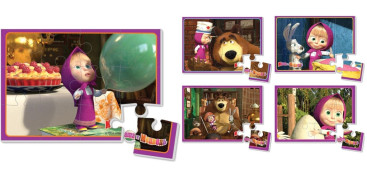 М'які пазли А5, Маша та Ведмідь (5 видів), Vladi Toys