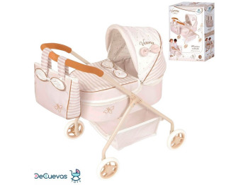 Коляска для куклы 86078, 56 см, классическая люлька, сумка и корзина, DeCuevas