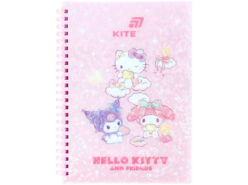 Блокнот на спіралі Hello Kitty, А5, 80 аркушів, клітинка, пластикова обкладинка, Kite