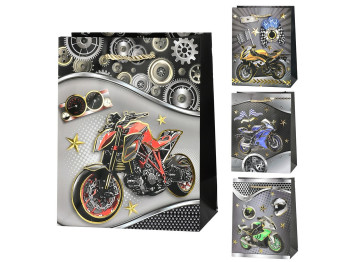 Пакет подарунковий паперовий M Motorbike 26х32х10см