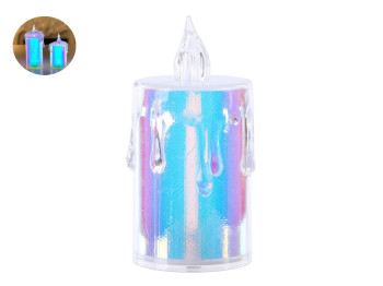 Декоративная LED-свеча с голографическим корпусом, 7,8 см
