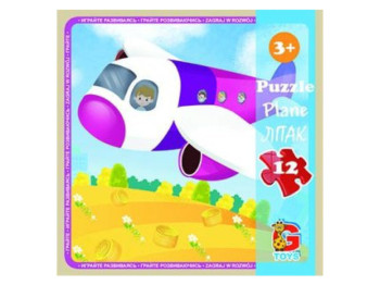 Пазлы картонные Самолет, 12 элементов, G-Toys LT02
