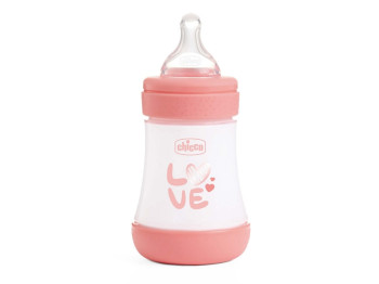 Пляшечка пластикова PERFECT 5  Love, 150 мл 0міс+, рожева, Chicco