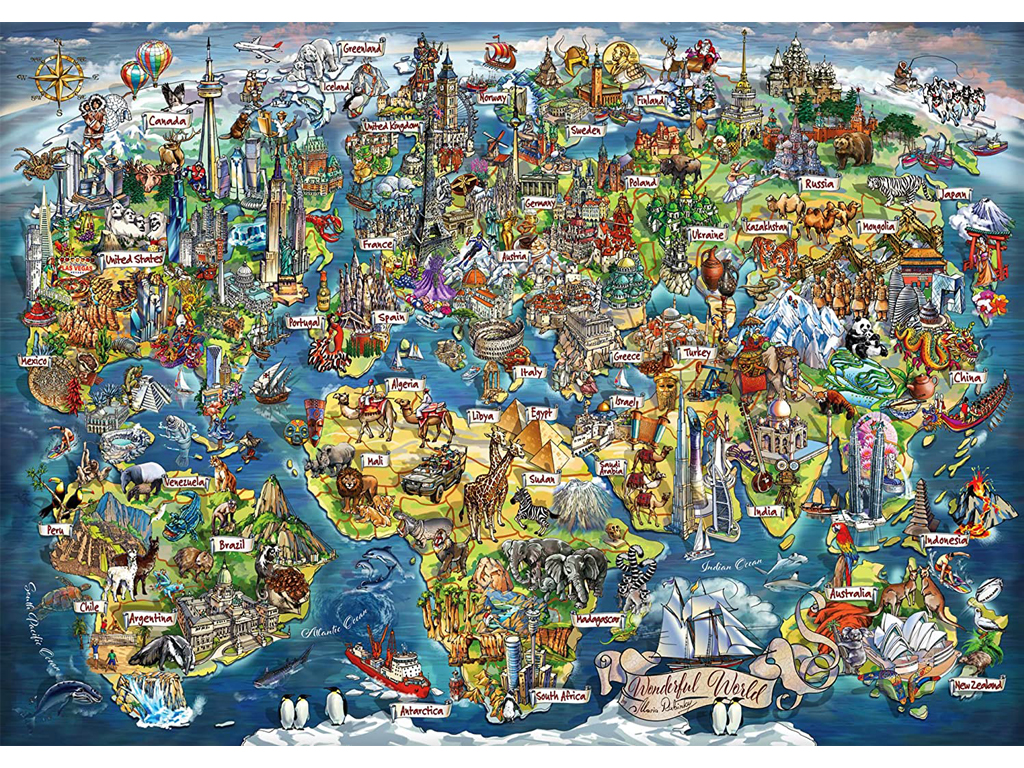 Купить Пазлы Великолепная карта мира. 3000 элементов. Anatolian 4923 - фото 3