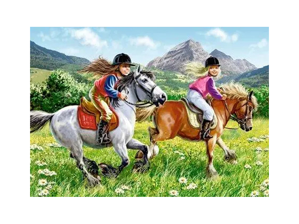 Пазлы Прогулки на лошадях, 2х Puzzle, 70, 135 элементов, Castorland B-021079