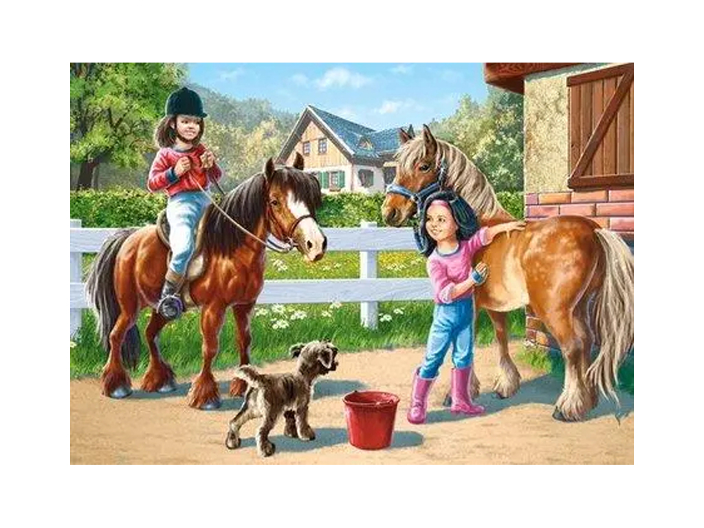 Пазлы Прогулки на лошадях, 2х Puzzle, 70, 135 элементов, Castorland B-021079