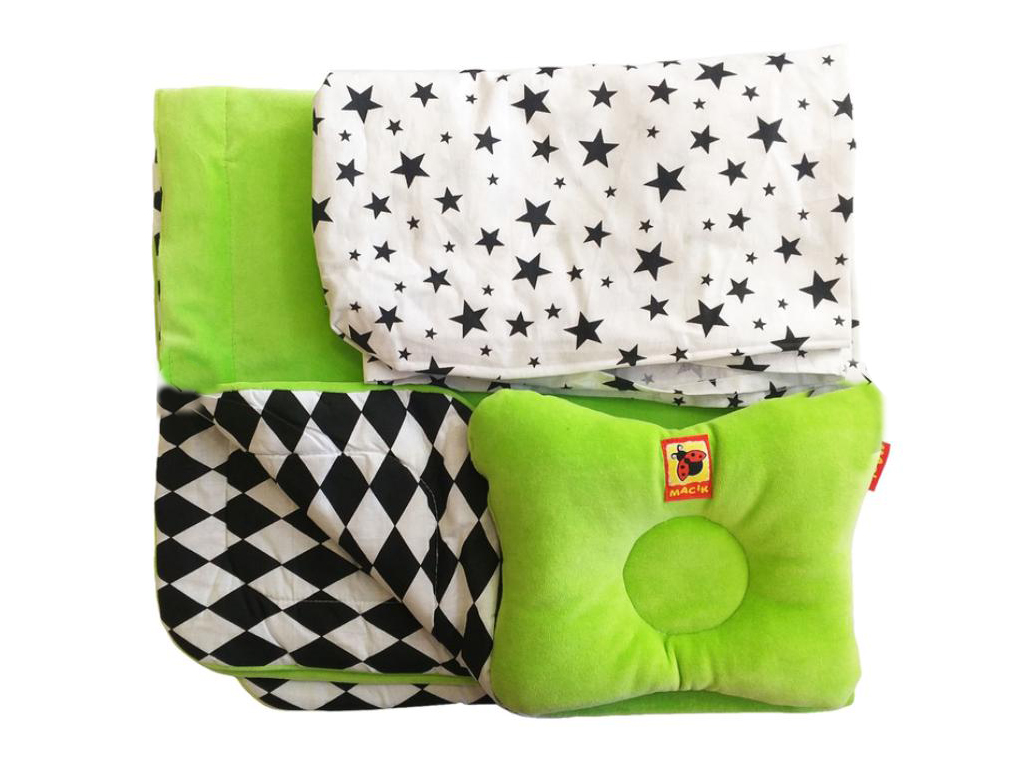 Текстильный набор зеленый Bed Set Newborn, подушка, одеяло, простыня. Macik MC 110512-08