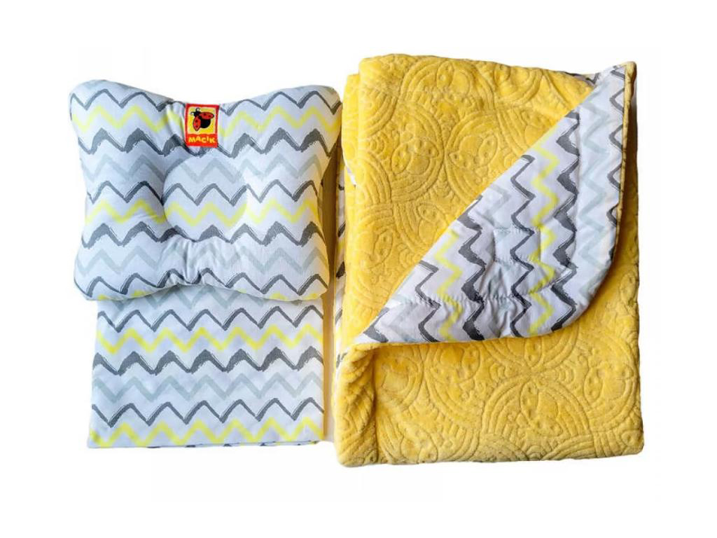 Текстильний набір Сонечко жовте Bed Set Newborn, подушка, ковдра, простирадло, Macik