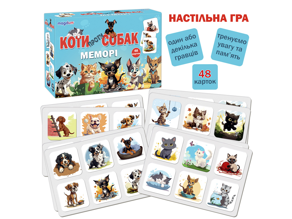 Купить Игра настольная Мемори. Кошки против собак. Magdum ME5032-24 недорого