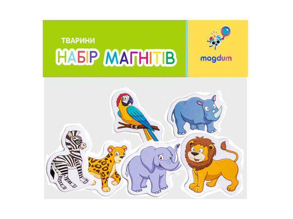 Набір магнітів Тварини ЗОО малюнки 6шт. Magdum ML4032-25