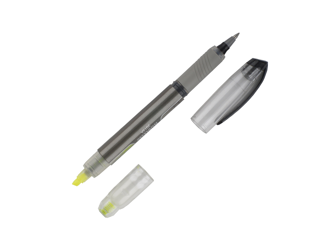 Ручка капилярная черная с текстовыделителем 2в1. AIHAO AH2015