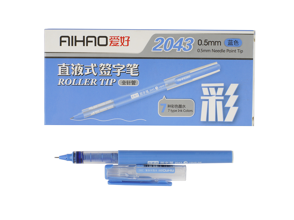 Ручка капілярна із змінними капсулами синя. AIHAO AH2043